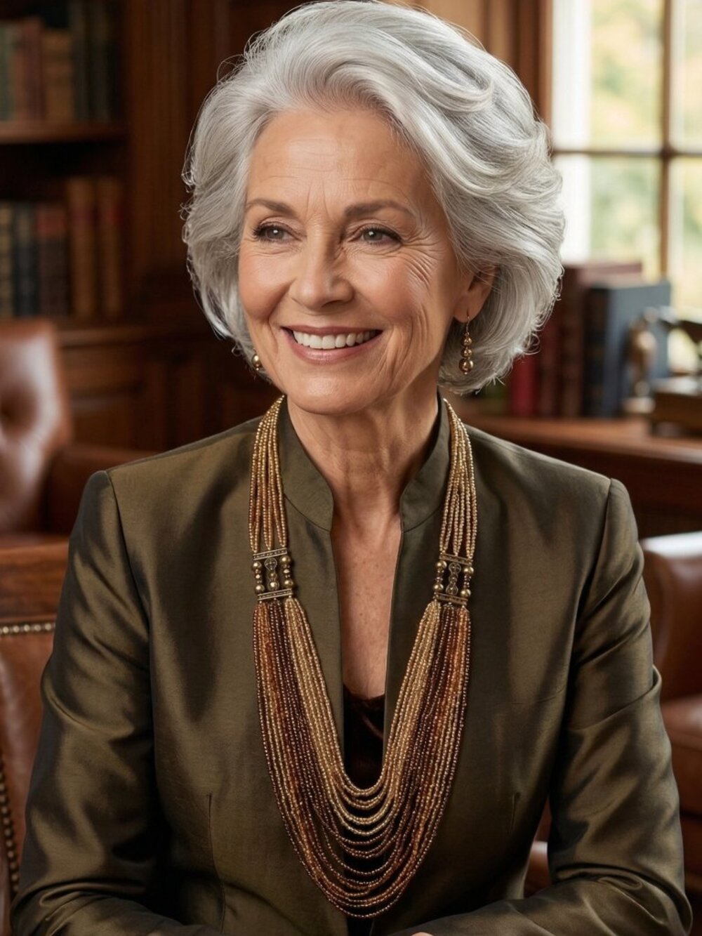 Earth Tone Layered Beaded Necklace - Picture 3 of 3